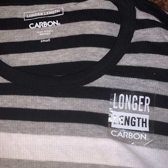 Carbon Ribbed Black, White & Gray Long Sleeve Crewneck Shirt Size Small - Picture 2 of 3